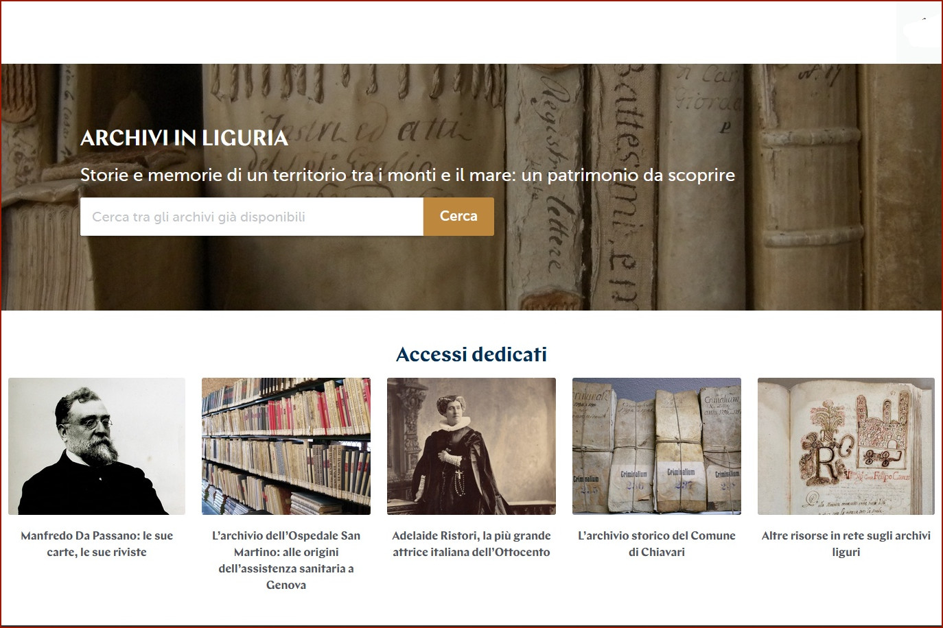portale degli archivi in liguria