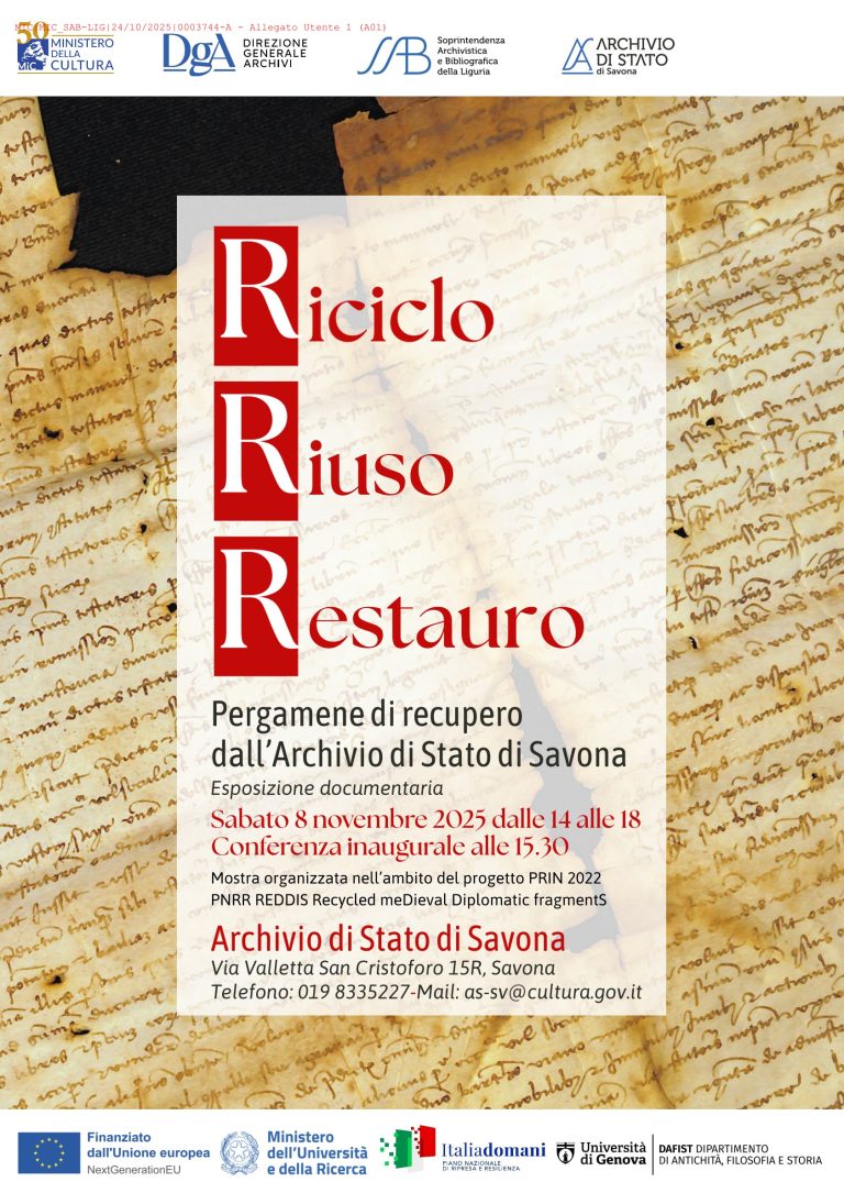 Pergamene di recupero dall’Archivio di Stato di Savona – 8 novembre 2025