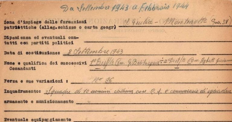 Il fondo “Partigiano Ernesto – Archivio della Resistenza savonese”